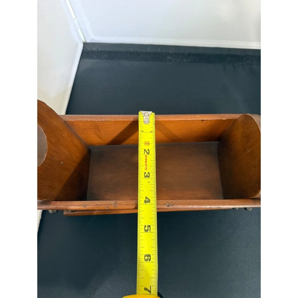 Vintage 60s Wood Napkin Holder Caddy‎ folk art Rustic Kitchen tabletop organizer